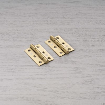 Hinge Door Hinges 76 x 51 x 2 mm Steel Gold (Set of 2)