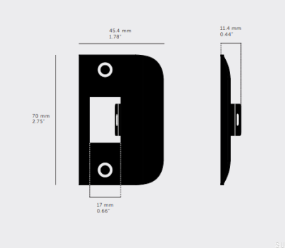 Strike plate for standard doors type D Strike Brass