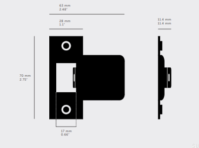 T-Strike Door Strike Plate 75mm Steel Silver