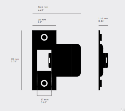 T-Strike Door Strike Plate 60mm Steel Silver