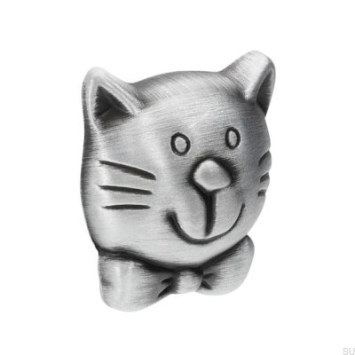 Furniture Knob Cat 1886 Antique Silver