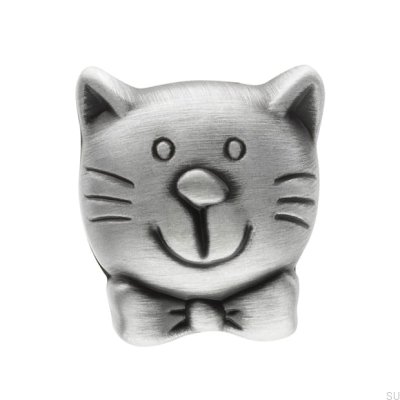 Furniture Knob Cat 1886 Antique Silver