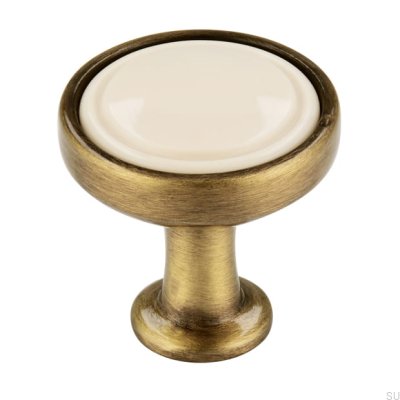 Furniture Knob 1971 23 Antique Bronze with Beige