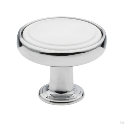 Furniture Knob 1971 30 Silver Polished with White