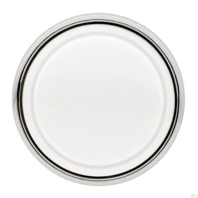 Furniture Knob 1971 30 Silver Polished with White