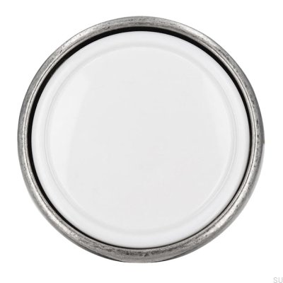 Furniture Knob 1971 30 Antique Silver with White