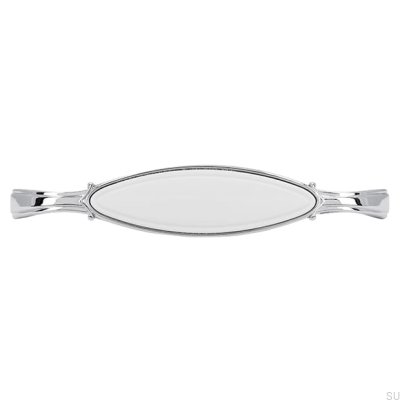 Elongated furniture handle 1973 96 Chrome Polished with White