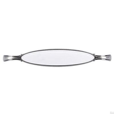 Elongated furniture handle 1973 128 Antique Silver with White
