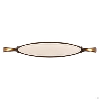 Elongated furniture handle 1973 128 Antique Bronze with Beige