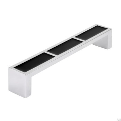 Elongated furniture handle 2014 128 Chrome Polished with Black