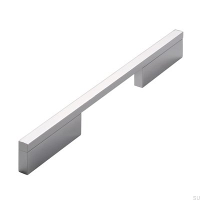 Elongated furniture handle 2110 128/224 Aluminum Chrome Polished