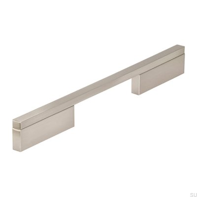 Elongated furniture handle 2110 128/224 Aluminum Silver Brushed