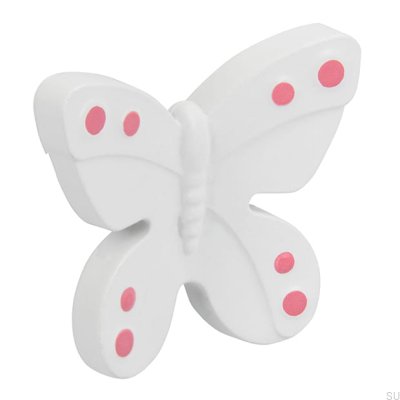 Furniture knob H143 Butterfly Plastic White