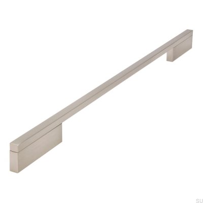 Elongated furniture handle 2110 320/416 Aluminum Silver Brushed