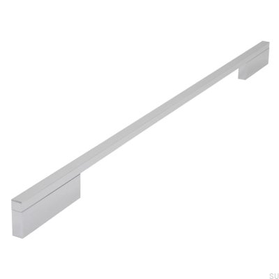 Elongated furniture handle 2110 384/480 Aluminum Chrome Polished
