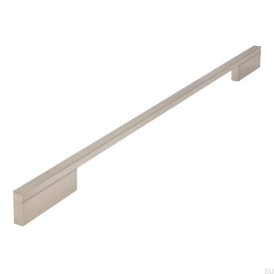 Elongated furniture handle 2110 384/480 Aluminum Silver Brushed