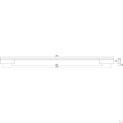 Elongated furniture handle 2110 480/576 Aluminum Chrome Polished