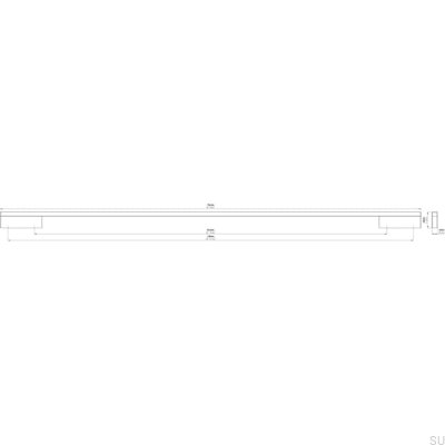 Elongated furniture handle 2110 640/736 Aluminum Silver Brushed