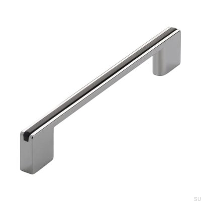 Elongated furniture handle 2170 128/160 Chrome Polished with Black