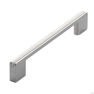 Elongated furniture handle 2170 128/160 Chrome Polished with White