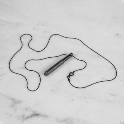 Necklace with vertical pendant Linear Steel Black