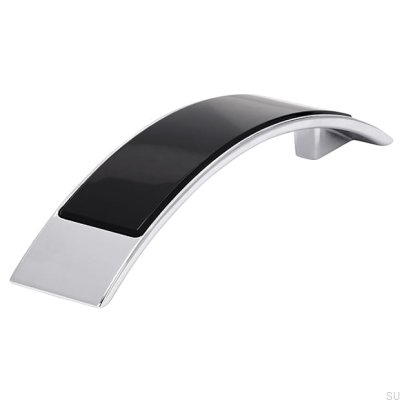 Elongated furniture handle 2184 96 Chrome Polished with Black