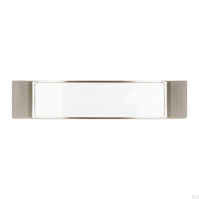 Elongated furniture handle 2184 96 Silver Brushed with White