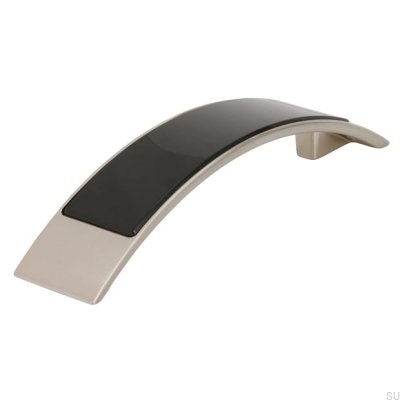 Elongated furniture handle 2184 96 Silver Brushed with Black