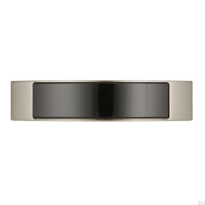 Elongated furniture handle 2184 96 Silver Brushed with Black