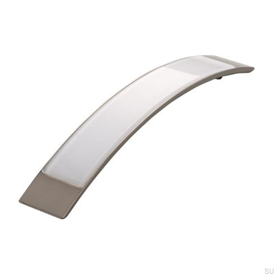 Elongated furniture handle 2184 160 Silver Brushed with White