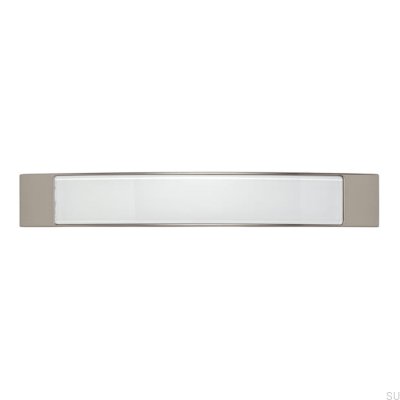 Elongated furniture handle 2184 160 Silver Brushed with White