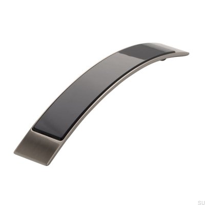 Elongated furniture handle 2184 160 Silver Brushed with Black