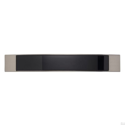 Elongated furniture handle 2184 160 Silver Brushed with Black