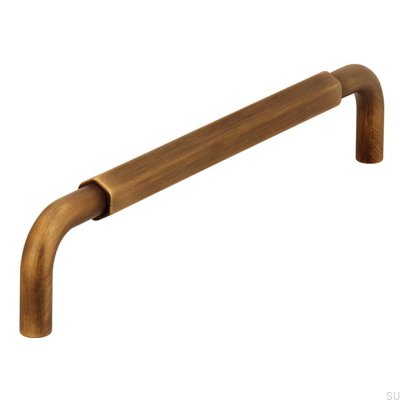 Elongated furniture handle 2482 Antique Gold Brushed