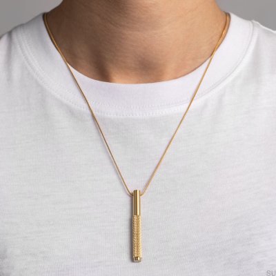 Linear Brass Vertical Pendant Necklace