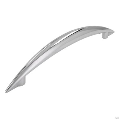 Elongated furniture handle 809 128 Polished chrome