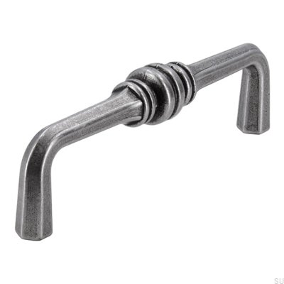 Elongated furniture handle 563 96 Antique Silver