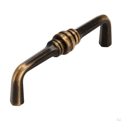 Elongated furniture handle 563 96 Antique Bronze
