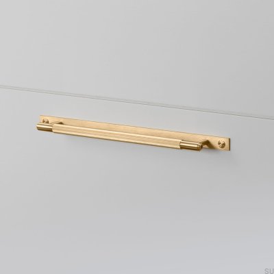 Linear Plate 225 Brass elongated furniture handle with washer