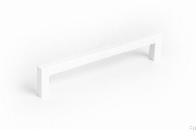 Elongated furniture handle U 0056 128 Metal White Mat