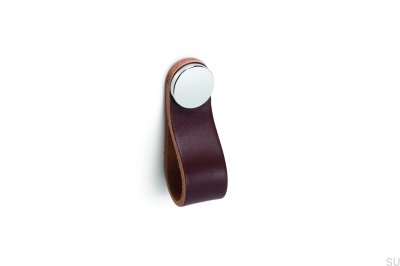 Furniture handle Flexa 70 Leather Brown with Silver