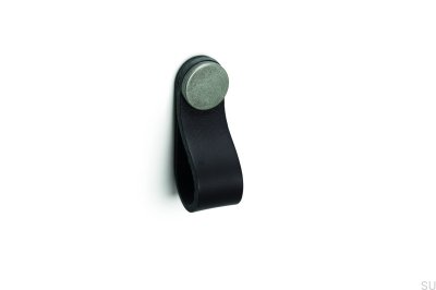Furniture handle Flexa 70 Black Leather with Tin