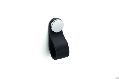 Furniture handle Flexa 70, black leather with silver