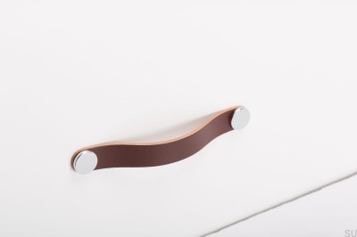 Furniture handle Flexa 160 Leather Brown with Silver