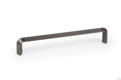 Oblong furniture handle Lines 160 Dark Gray Brushed