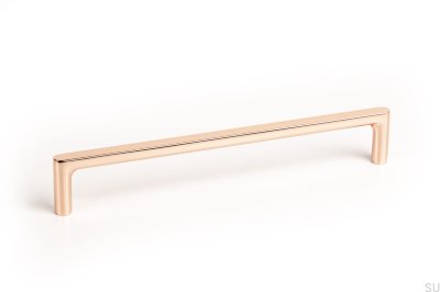 Elongated furniture handle Pura 160 Polished copper