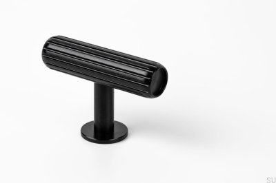 T-Bar Rille Black Brushed Furniture Knob