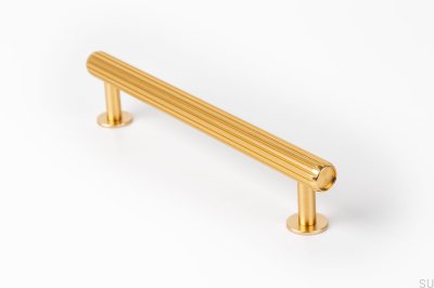 Elongated furniture handle Rille 160 Gold Brushed