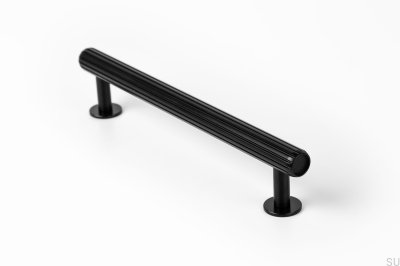 Elongated furniture handle Rille 160 Black Brushed