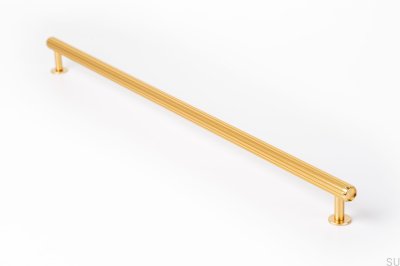 Oblong furniture handle Rille 480 Gold Brushed